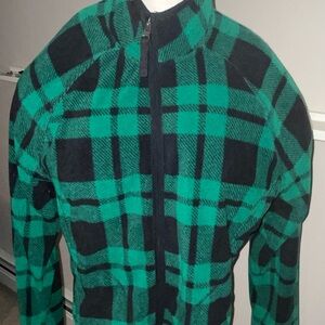 Merona green and Black Plaid full zip sweatshirt